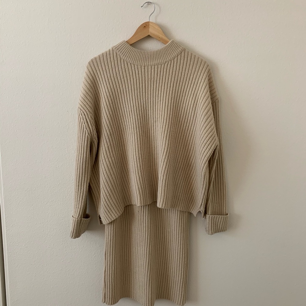 Ribbed Sweater/Skirt Matching Set